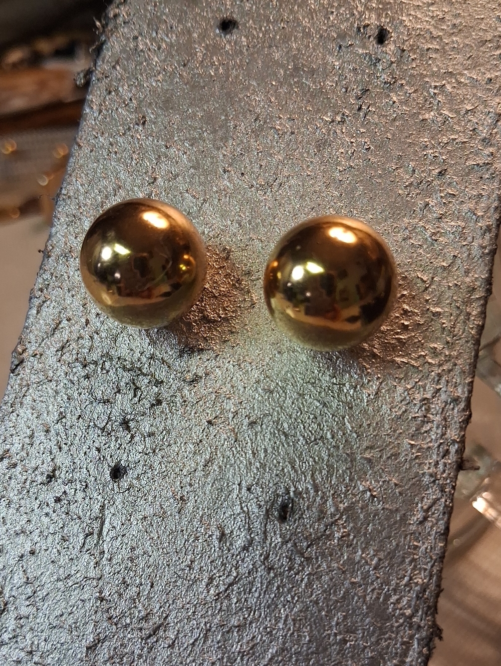 Polished Gold Ball Stud Earrings - Classic Women's Jewelry